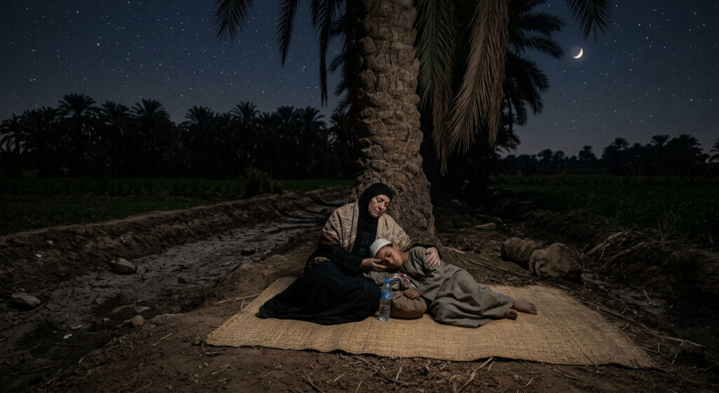 لوحة من تصميم الذكاء الاصطناعي تعبر عن القصيدة